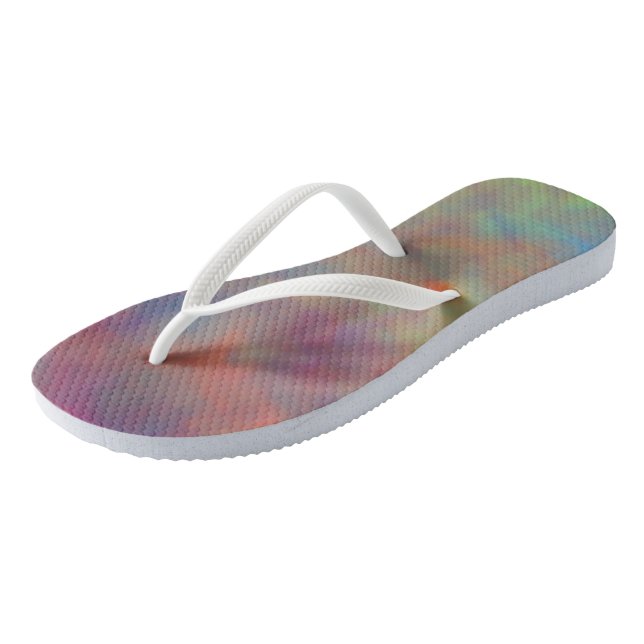 Farbenfrohe Marmorwolken Flip Flops (Schrägansicht)