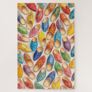Farbenfrohe marokkanische Babouche-Pantoffeln Puzzle