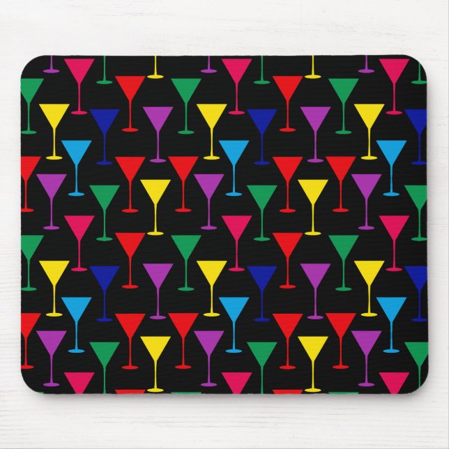 Farbenfrohe Martini-Cocktail-Muster Mousepad (Vorne)
