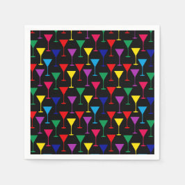 Farbenfrohe Martini-Cocktail-Muster Serviette