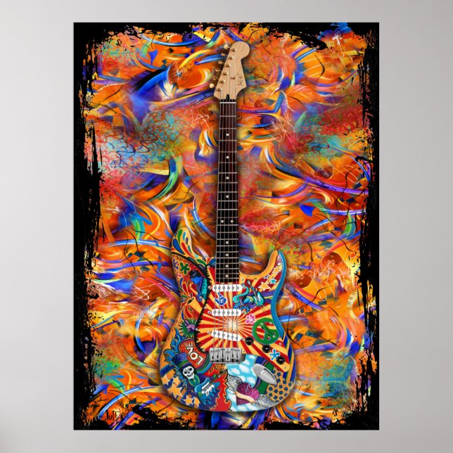 Farbenfrohe, maßgeschneiderte Paint Strat Electric Poster (Vorne)