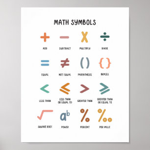 Farbenfrohe Mathematik Symbol Erziehungskunst in M Poster