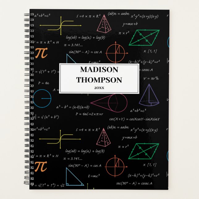 Farbenfrohe Mathematikgleichungen mathematische Fo Planer (Vorderseite)