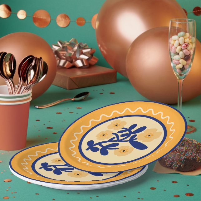 Farbenfrohe Matisse Abstrakte Blumen Künstlerisch Pappteller (Multi)