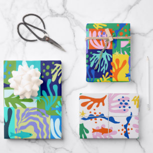 Farbenfrohe Matisse Paper Cutouts Inspiriert Ocean Geschenkpapier Set