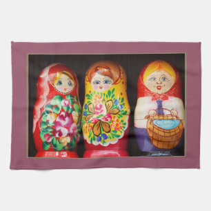 Farbenfrohe Matryoshka Dolls Geschirrtuch