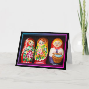 Farbenfrohe Matryoshka Dolls Karte