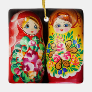 Farbenfrohe Matryoshka Dolls Keramikornament
