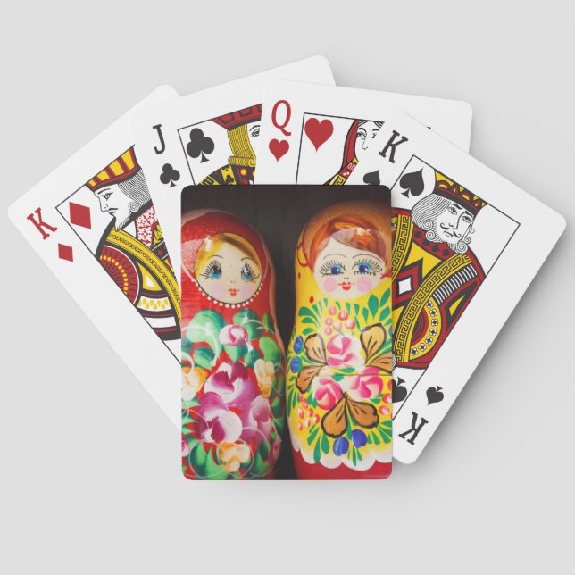 Farbenfrohe Matryoshka Dolls Spielkarten (Rückseite)