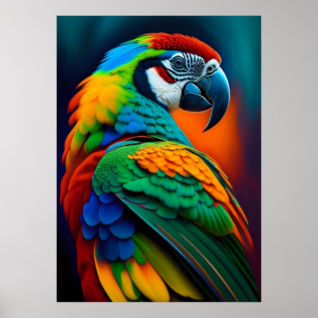 Farbenfrohe Mäuse-Papagei-Vogelmaler Poster (Vorne)