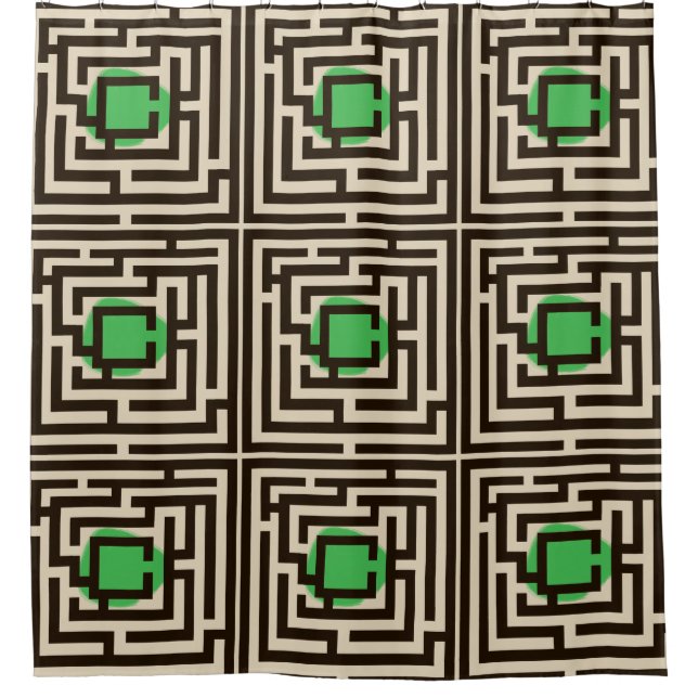 Farbenfrohe Maze-Muster auf benutzerdefinierter Fa Duschvorhang (Vorderseite)