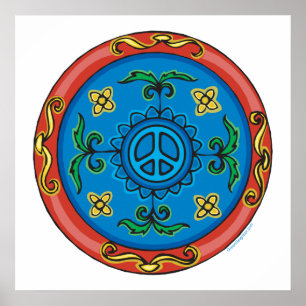 Farbenfrohe Medallion Design und Friedenszeichen Poster