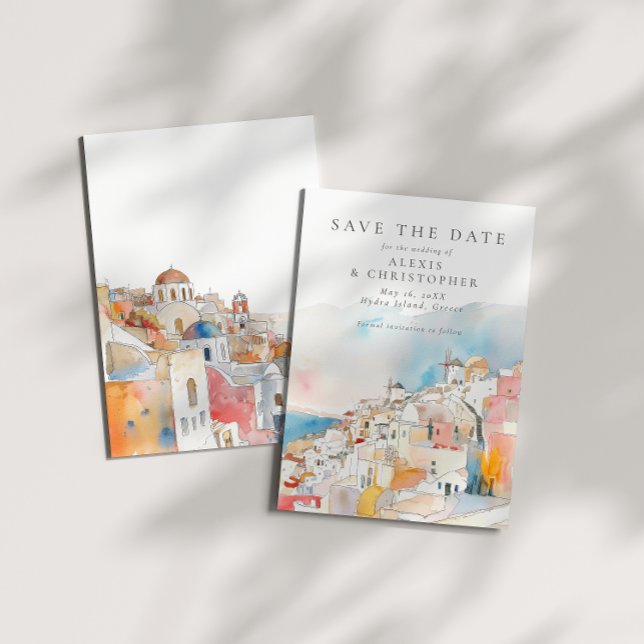 Farbenfrohe mediterrane Landschaft Hochzeit Save The Date (Von Creator hochgeladen)