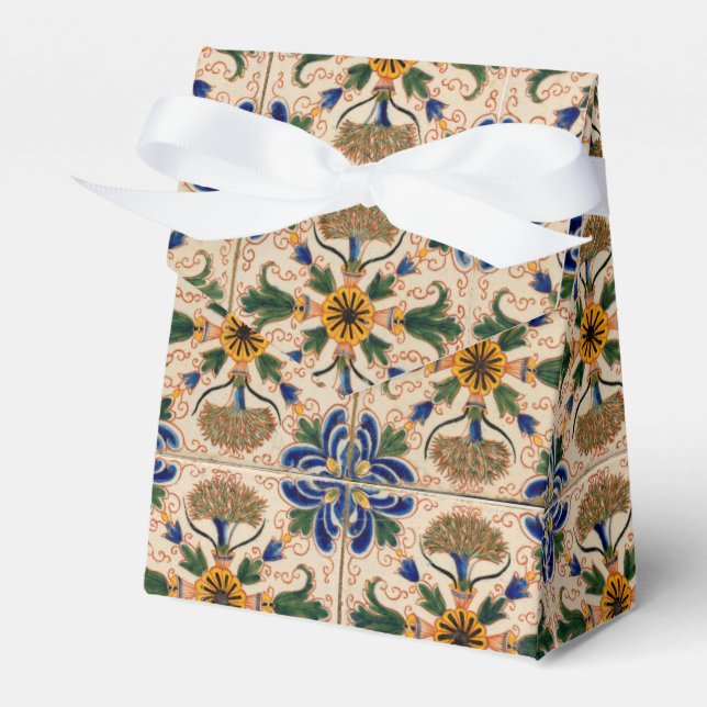 Farbenfrohe mediterrane Vintage Blumenmuster Geschenkschachtel (Vorderseite)