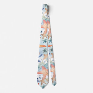 Farbenfrohe Meeresfrüchte, Meeresstars Aquarellkun Krawatte