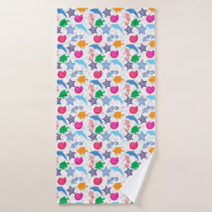 Farbenfrohe Meerestiere Illustrationsmuster Badehandtuch