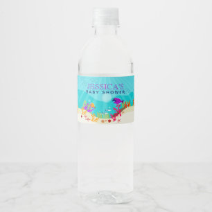 Farbenfrohe Meerestiere Kinderdusche Wasserflaschenetikett