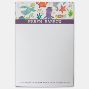 Farbenfrohe Meerestiere Muster Post-it Klebezettel