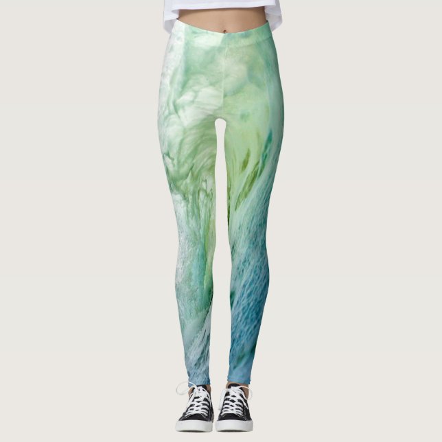 Farbenfrohe Meereswellen Leggings (Vorderseite)