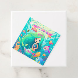 Farbenfrohe Meerjungfrau Themed Happy Birthday Par Geschenkanhänger
