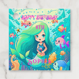 Farbenfrohe Meerjungfrau Themed Happy Birthday Par Geschenkanhänger