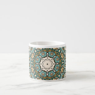 Farbenfrohe Mehndi Tile Nahtlose Tracerei Espressotasse