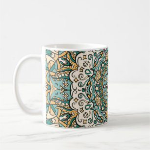 Farbenfrohe Mehndi Tile Nahtlose Tracerei Kaffeetasse