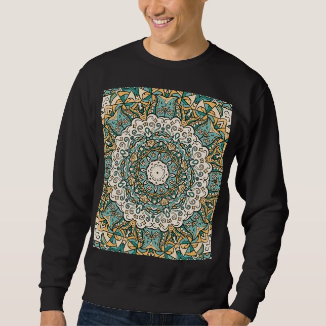 Farbenfrohe Mehndi Tile Nahtlose Tracerei Sweatshirt (Vorderseite)