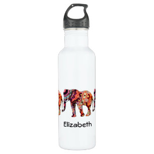 Farbenfrohe, mehrfarbige Elefanten Trinkflasche