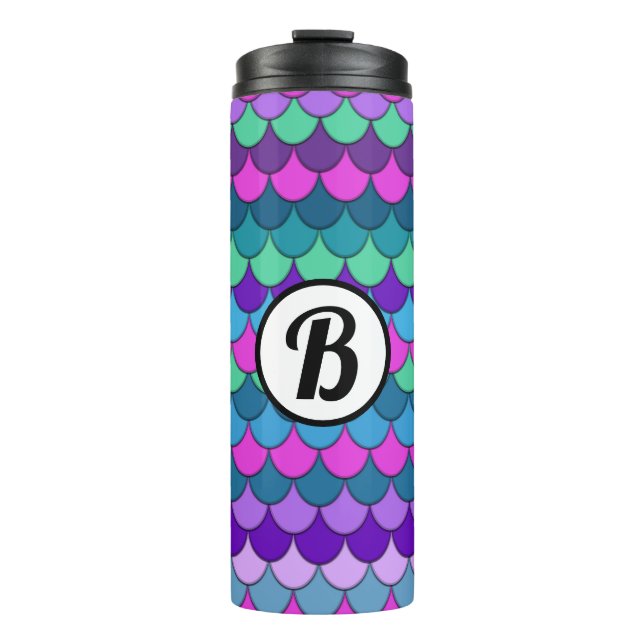 Farbenfrohe mehrfarbige Meerjungfrau Thermosbecher (Vorderseite)