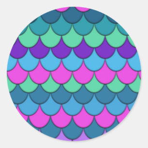 Farbenfrohe mehrfarbige Mermaid Geburtstagspartei Runder Aufkleber