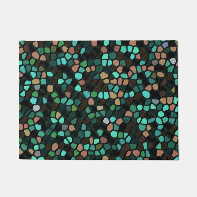 Farbenfrohe, mehrfarbige Mosaikmuster Fußmatte (Vorderseite)