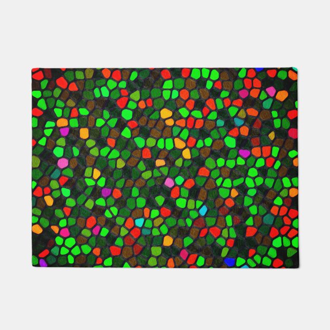 Farbenfrohe, mehrfarbige Mosaikmuster Fußmatte (Vorderseite)