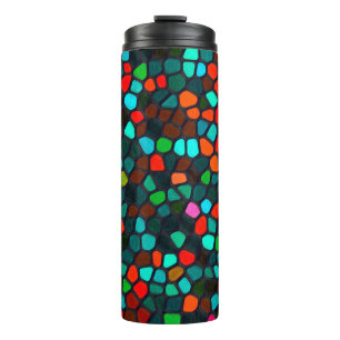 Farbenfrohe, mehrfarbige Mosaikmuster Thermosbecher