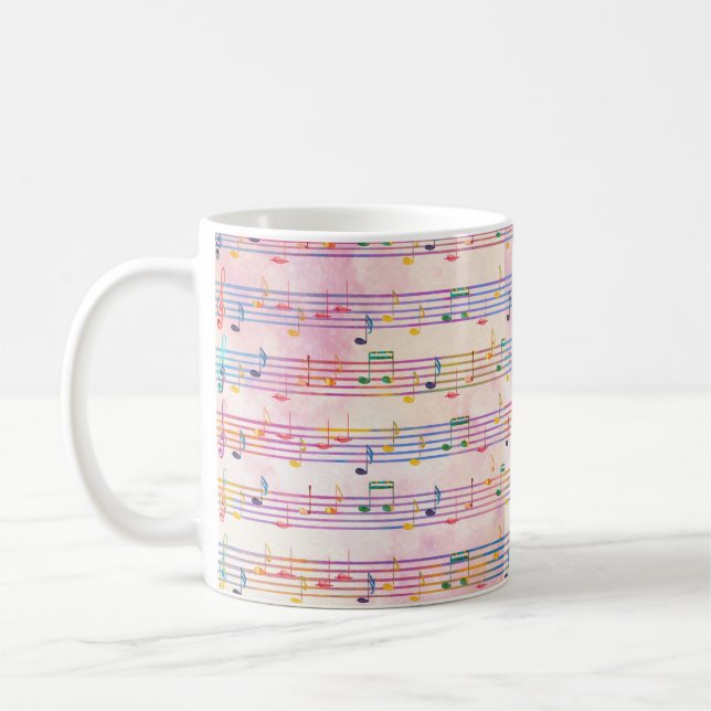 Farbenfrohe mehrfarbige Musiknote Classic Kaffeetasse (Links)