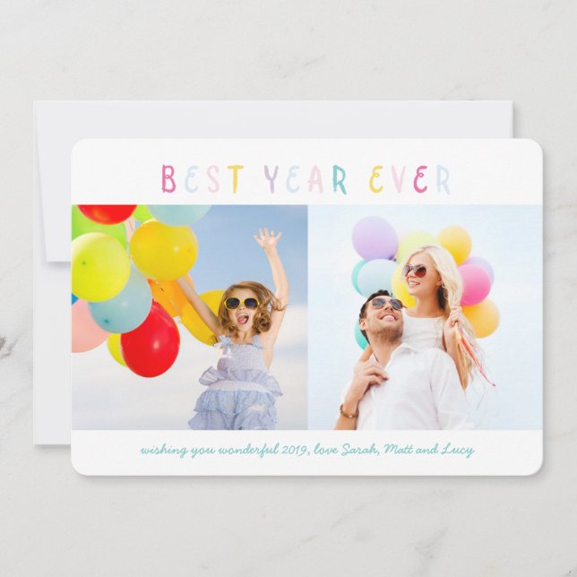 Farbenfrohe Mehrjahresparte für ein Foto Feiertagskarte (Vorderseite)