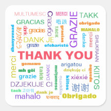 Farbenfrohe Mehrsprachigkeit Vielen Dank, Sticker
