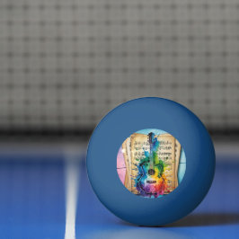 Farbenfrohe Melodie: Vintage Gitarre Tischtennisball