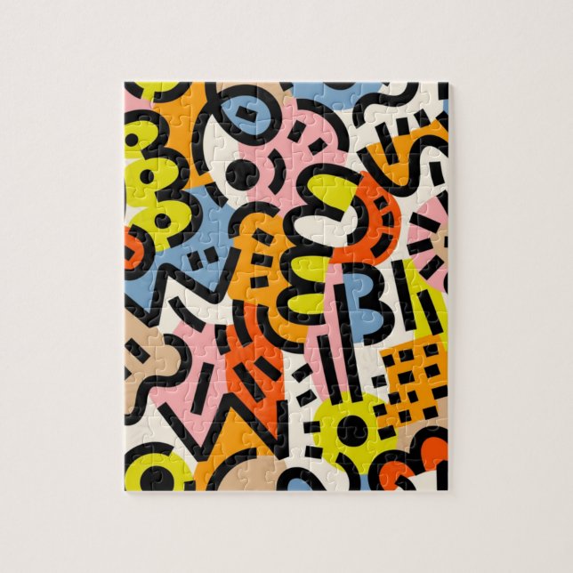 Farbenfrohe Memphis - nahtloses Muster VII Puzzle (Vertikal)