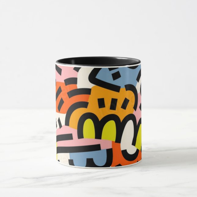 Farbenfrohe Memphis - nahtloses Muster VII Tasse (Zentrum)