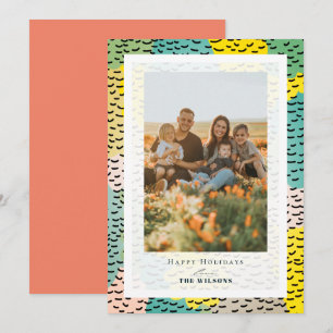 Farbenfrohe Memphis Weihnachtsfotokarte Einladung