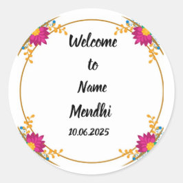 Farbenfrohe Mendhi Gunst-Aufkleber Runder Aufkleber