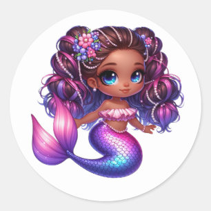 Farbenfrohe Mermaid-Aufkleber Runder Aufkleber