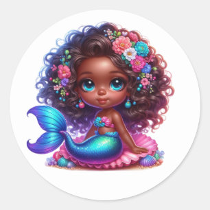 Farbenfrohe Mermaid-Aufkleber Runder Aufkleber