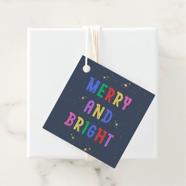 Farbenfrohe Merry & Bright Navy Geschenkanhänger (Beispiel)