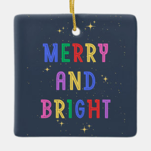 Farbenfrohe Merry & Bright Navy Keramikornament