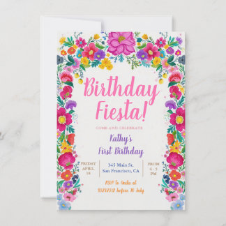 Farbenfrohe mexikanische Blume Fiesta 1. Geburtsta Einladung