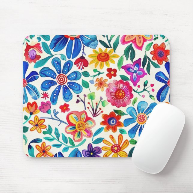 Farbenfrohe mexikanische Blume Mousepad (Mit Mouse)