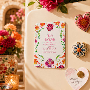 Farbenfrohe mexikanische Blumen-Fiesta Save-the-Da Magnet