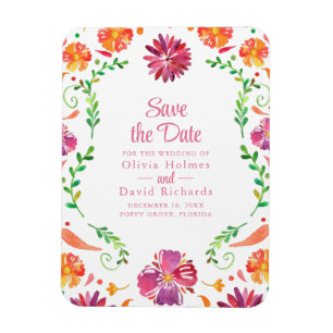 Farbenfrohe mexikanische Blumenfiesta Save the Dat Magnet